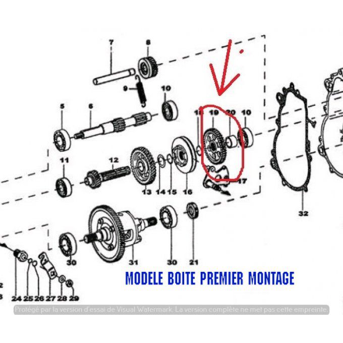 PIGNON DE MARCHE ARRIERE AXE CENTRAL BOITE DE VITESSE COMEX 